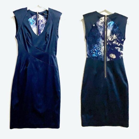 Black Halo Jagger Sheath Dress in Indigo, size 0 - Picture 2 of 12